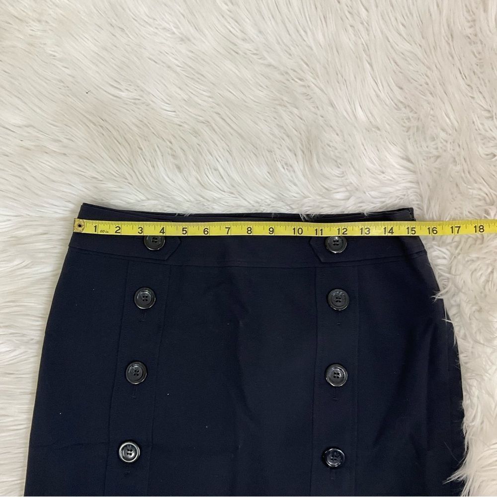 ANN TAYLOR navy lined buttons decor skirt 6 - Picture 8 of 9